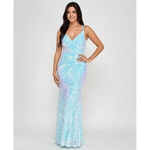 Morgan & Co. Francesca Feathered Sequin Gown Style‎ 13007 Junior Size 9 NWT